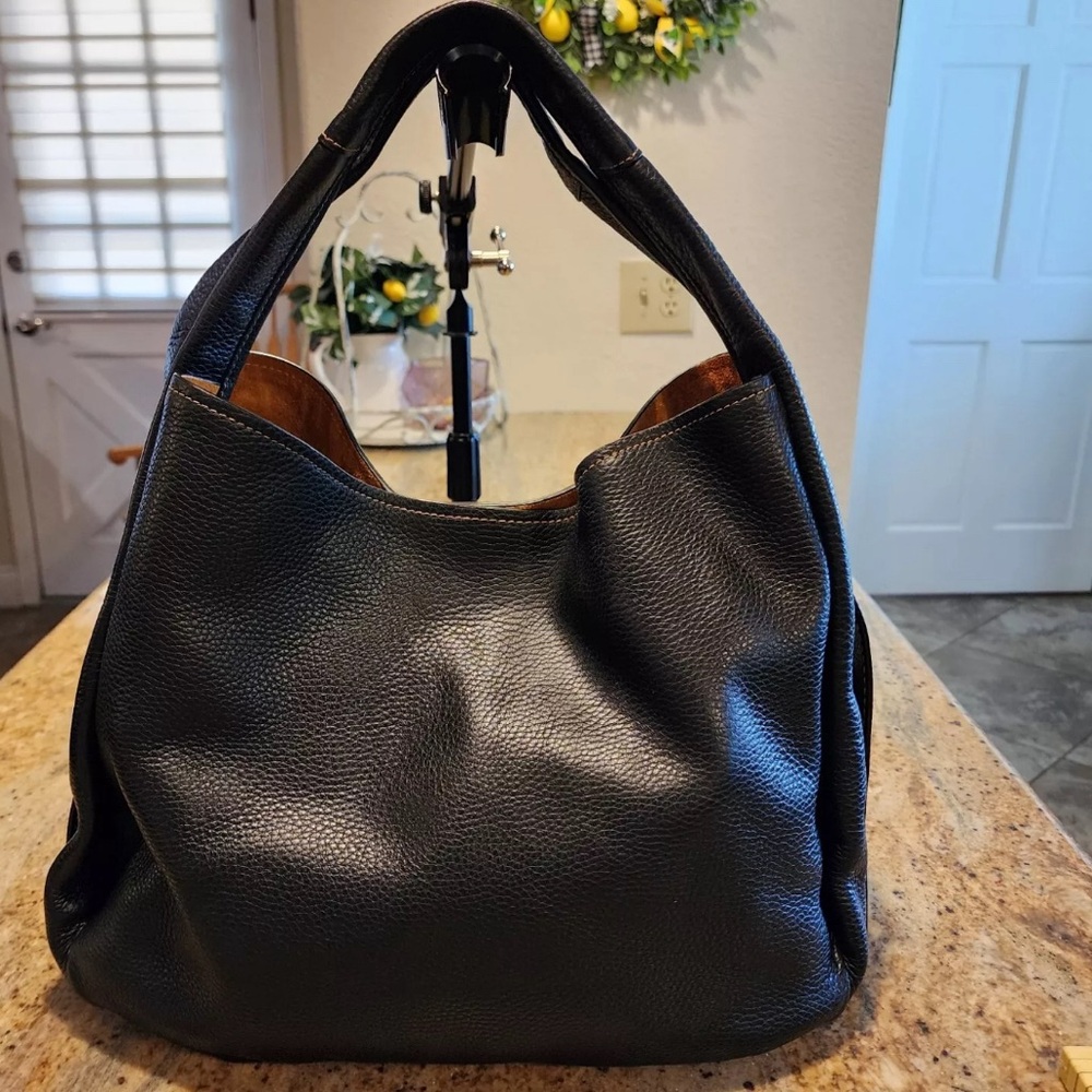 Coach 1941 Bandit Black Leather Hobo Bag with removable floral insert